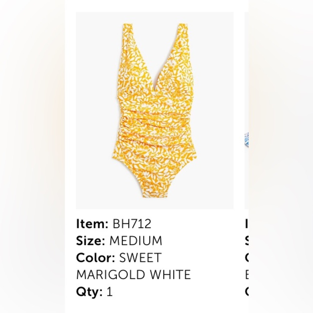 NWT J Crew one piece yellow swimsuit size M